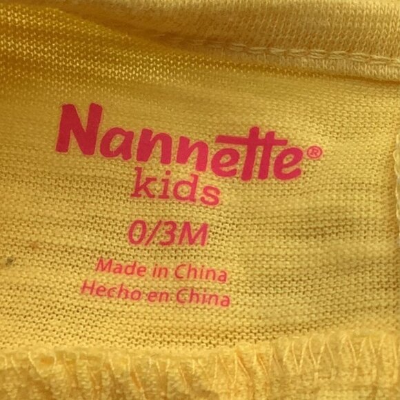 Nannette Kids Yellow Girls Dress 0-3M With Lace Short Sleeve Hem Details Button - Picture 4 of 13